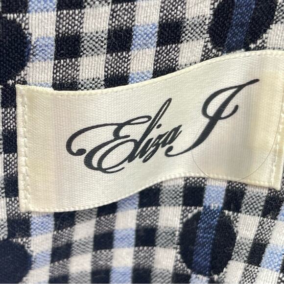 Eliza J Ruffle Cap Sleeve Gingham Dot Shift Dress Size 6 Wedding Guest Summer - Picture 10 of 13